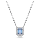 Una necklace, Octagon cut, Blue, Rhodium plated