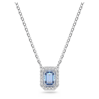 swarovski una necklace  octagon cut  blue  rhodium plated