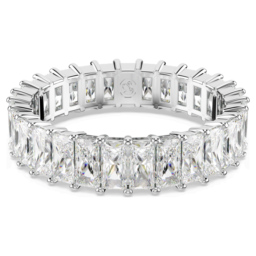 swarovski خاتم matrix، قطع باغيت، لون أبيض، طلاء روديوم