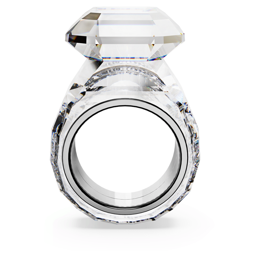 swarovski lucent cocktail ring  octagon cut  white