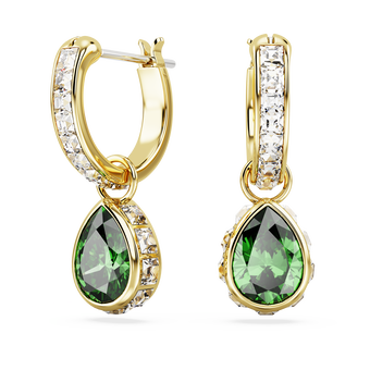 swarovski أقراط متدلية chroma، على شكل كمثرى، لون أخضر، طلاء بلون ذهبي