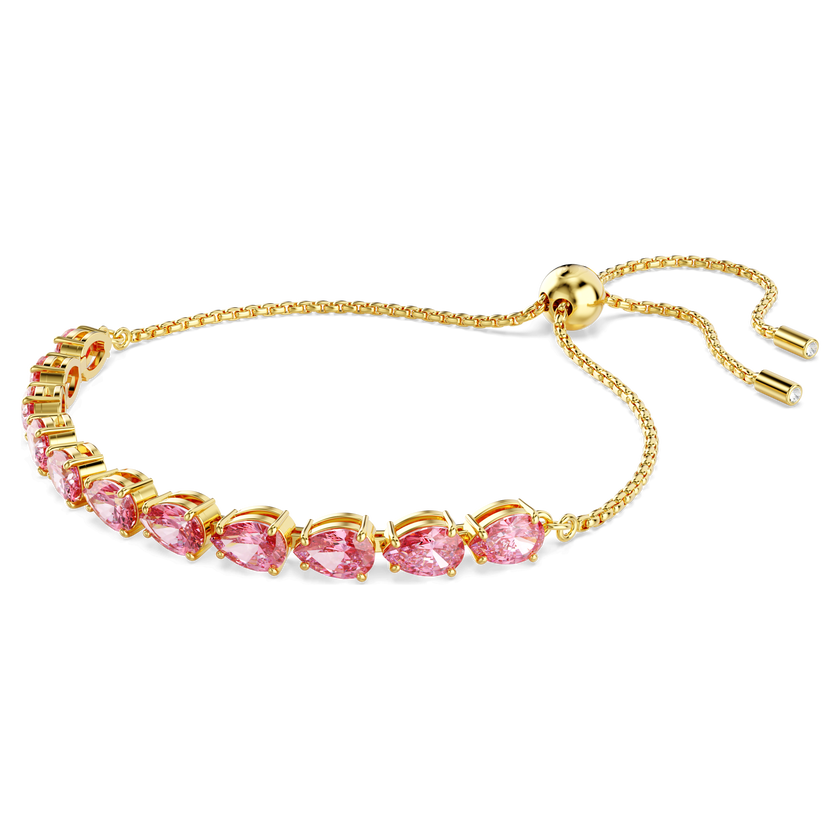 swarovski matrix bracelet  pear cut  pink  gold tone plated