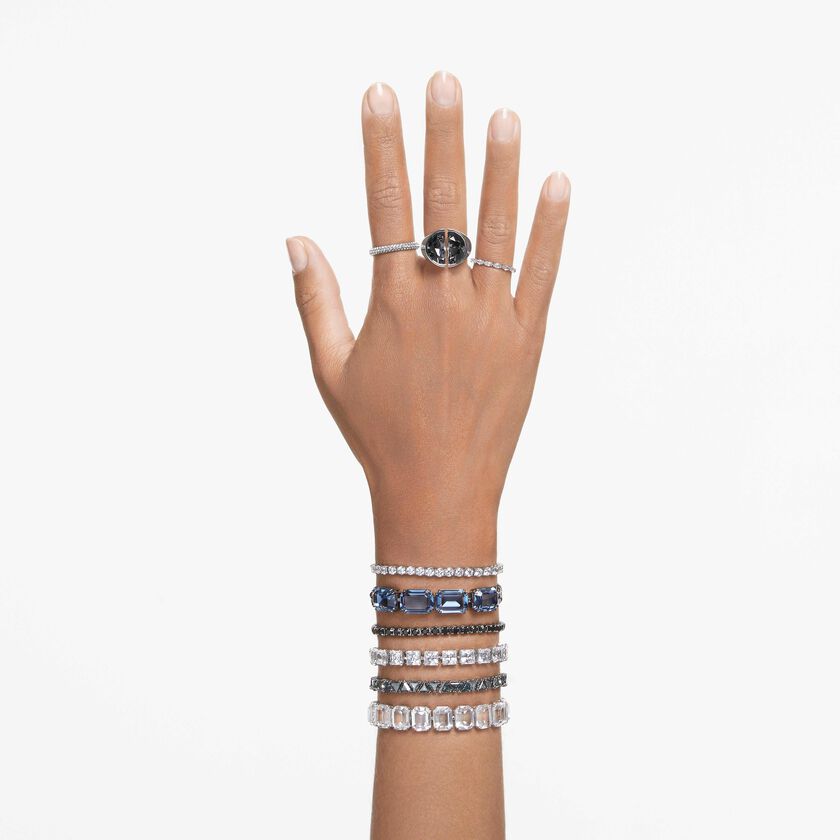 swarovski matrix tennis bracelet  square cut  small  white  rhodium plated
