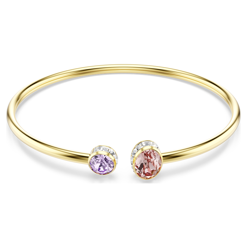 swarovski chroma bangle  mixed cuts  multicolored  gold tone plated