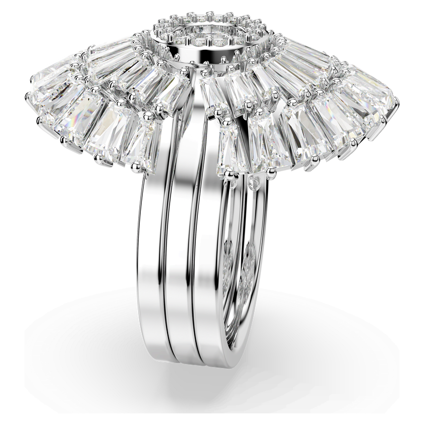 swarovski خاتم idyllia، طقم مكون من 3 قطع، قطع متنوع، على شكل صدفة، لون أبيض، طلاء روديوم