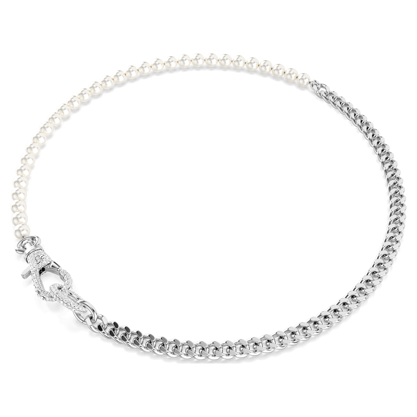 swarovski عقد dextera، لآلئ كريستال، أحجار كريستال صغيرة متراصة، لون أبيض، طلاء روديوم