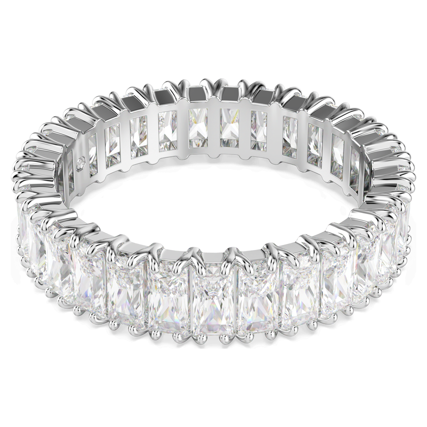 swarovski matrix ring  baguette cut  white  silver tone finish