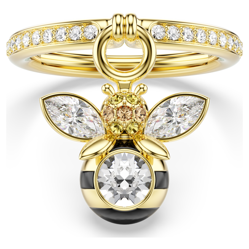 swarovski idyllia motif ring  mixed cuts  bee  multicolored  gold tone plated