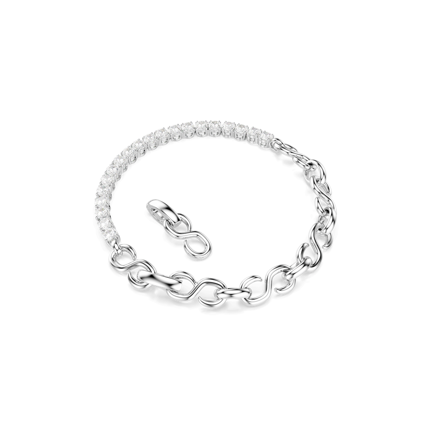 swarovski matrix bracelet  round cut  white  rhodium plated