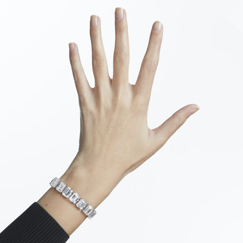 swarovski millenia bracelet  small octagon cut crystals  white  rhodium plated