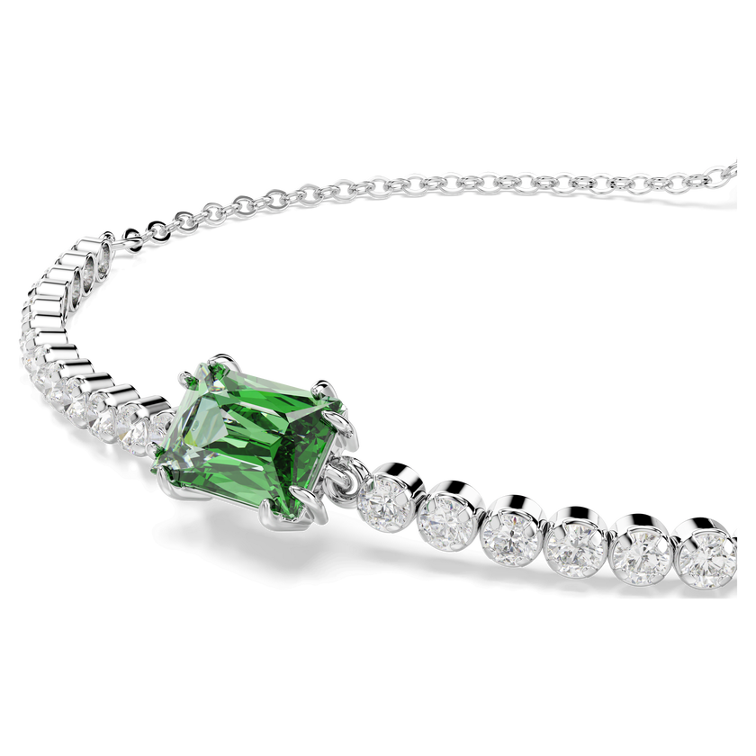 swarovski matrix tennis bracelet  mixed cuts  green  rhodium plated