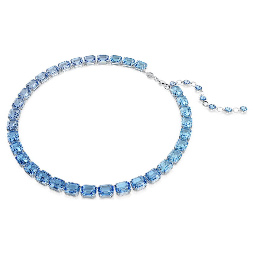 swarovski millenia necklace  octagon cut  color gradient  blue  rhodium plated