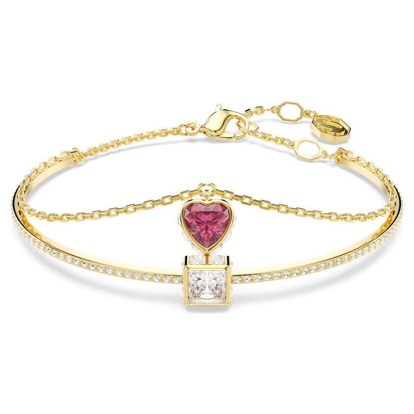 swarovski chroma bangle  heart  red  gold tone plated