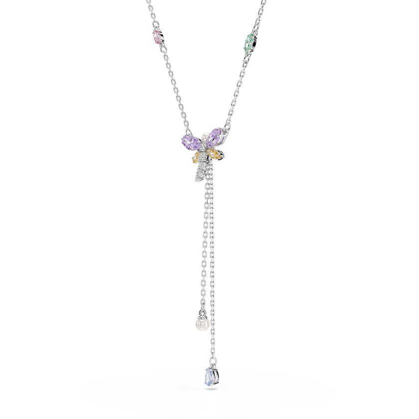 ariana grande x swarovski y necklace  mixed cuts  dragonfly  multicolored  rhodium plated