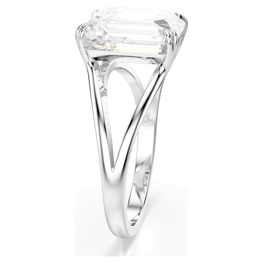 swarovski خاتم كوكتيل stilla، قطع مثمن، لون أبيض، طلاء روديوم
