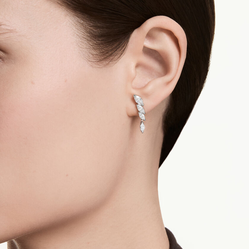 swarovski أقراط mesmera، قطع ماركيز، لون أبيض، طلاء روديوم