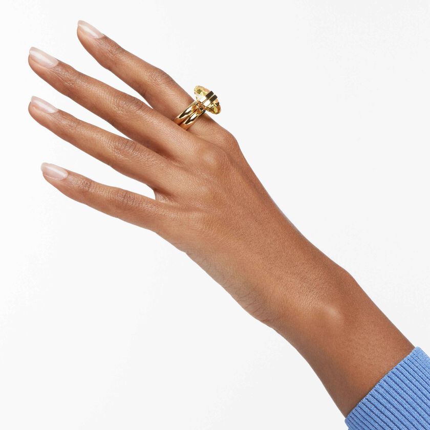 swarovski lucent ring  magnetic  yellow  gold tone plated