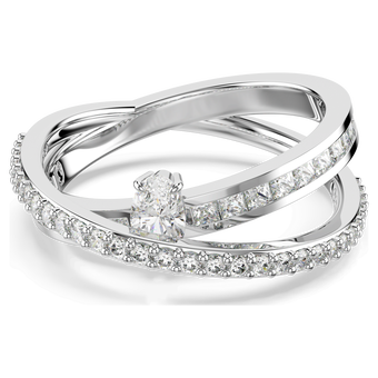 swarovski خاتم hyperbola، قطع متنوع، لون أبيض، طلاء روديوم