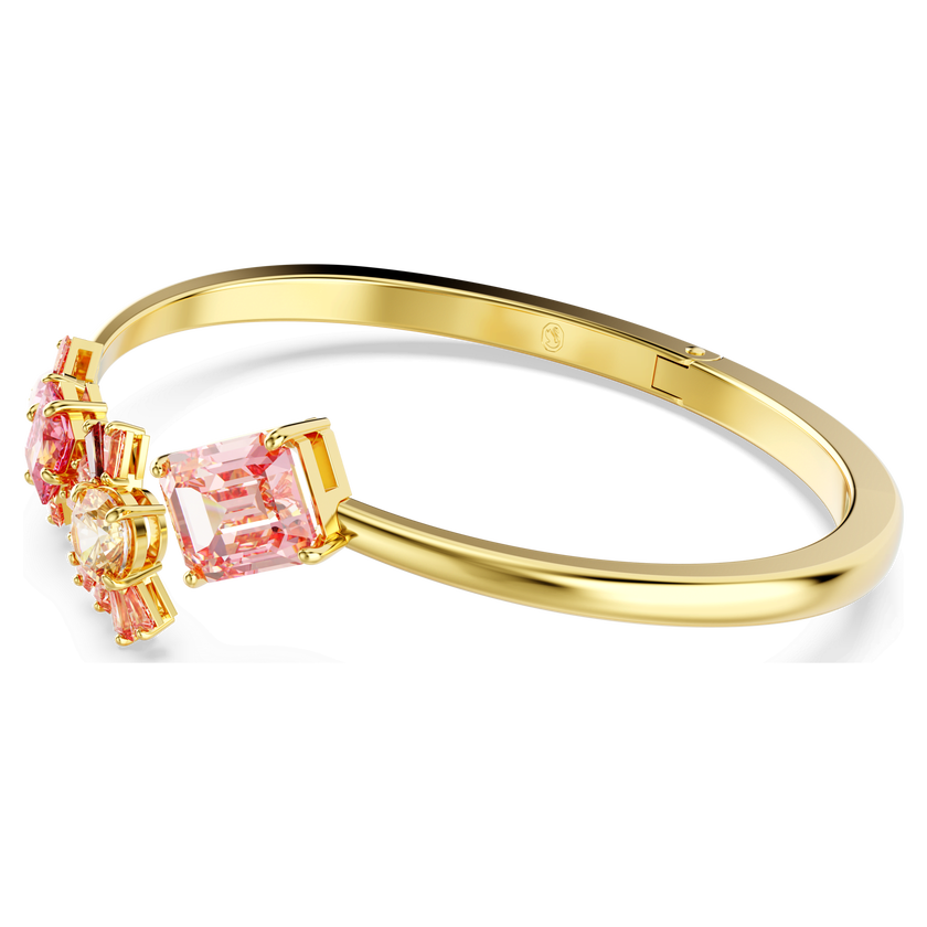 swarovski gema bangle  mixed cuts  pink  gold tone plated