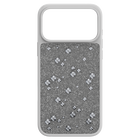 swarovski حافظة high للهاتف الذكي، كريستالات مسطحة من الخلف، iphone  17 pro max، لون فضي
