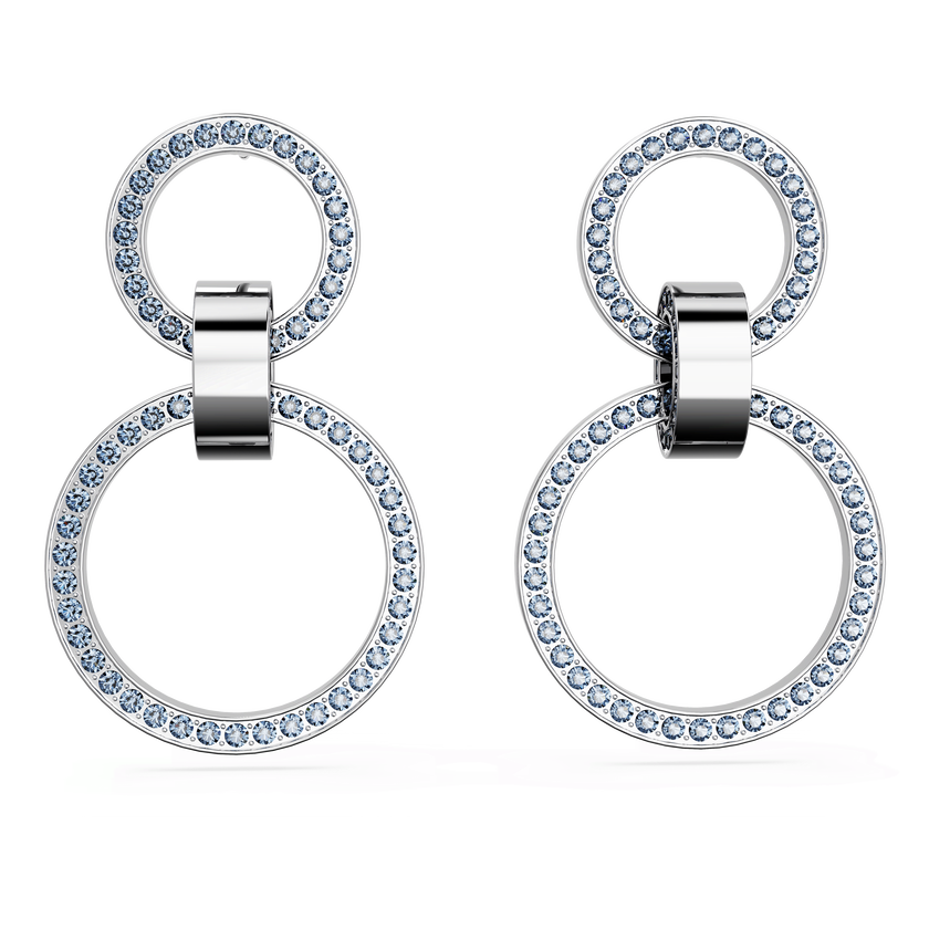 swarovski أقراط حلقية hollow، لون أزرق، طلاء روديوم