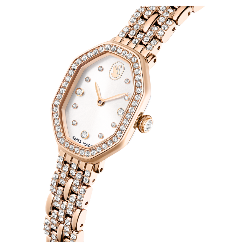 swarovski dextera octagon watch  swiss made  metal bracelet  gold tone  rose gold tone finish