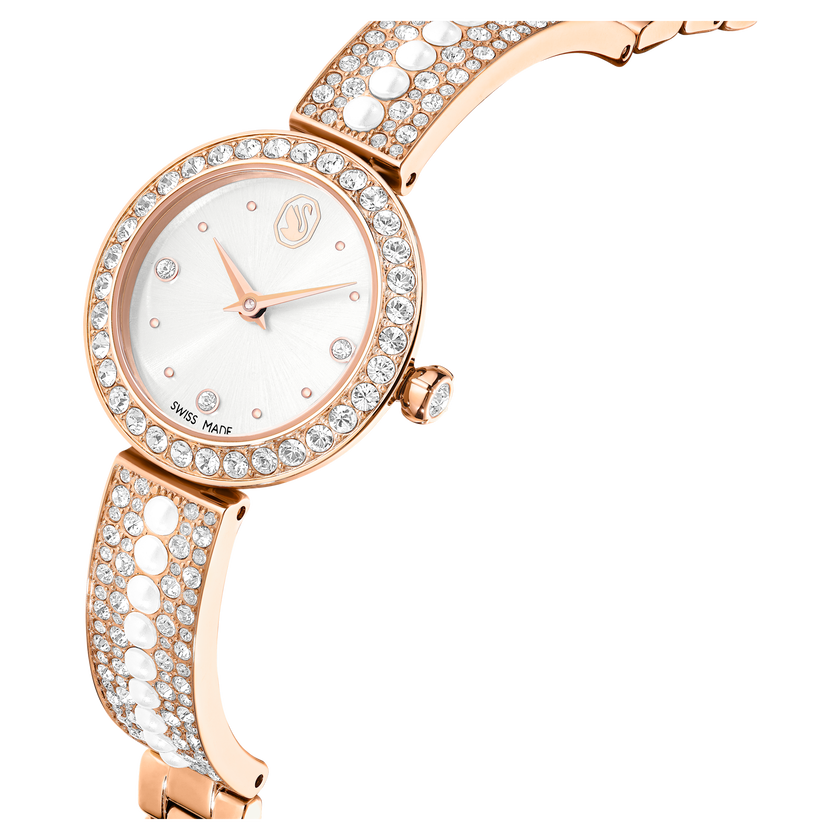 swarovski matrix pearl bangle bangle watch  swiss made  crystal bracelet  white  rose gold tone finish