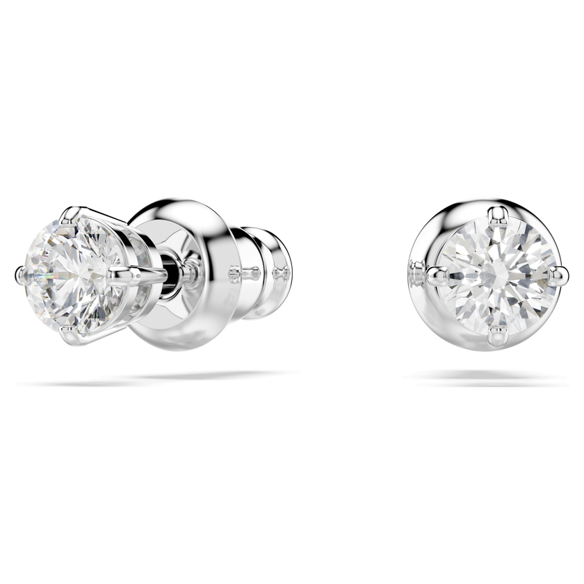 swarovski stilla attract stud earrings  round cut  white  rhodium plated