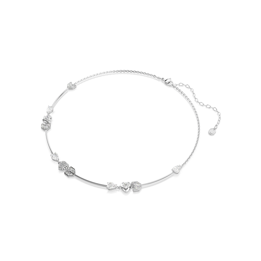swarovski idyllia necklace  heart with arrow  white  rhodium plated