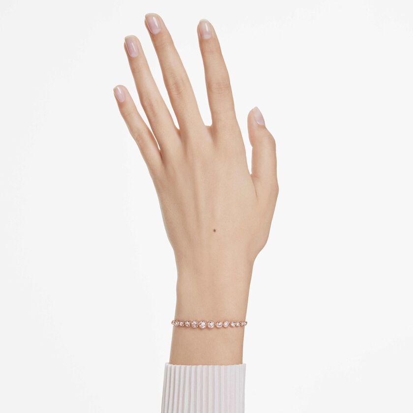 swarovski imber bracelet  mixed round cuts  pink  18k rose gold finish