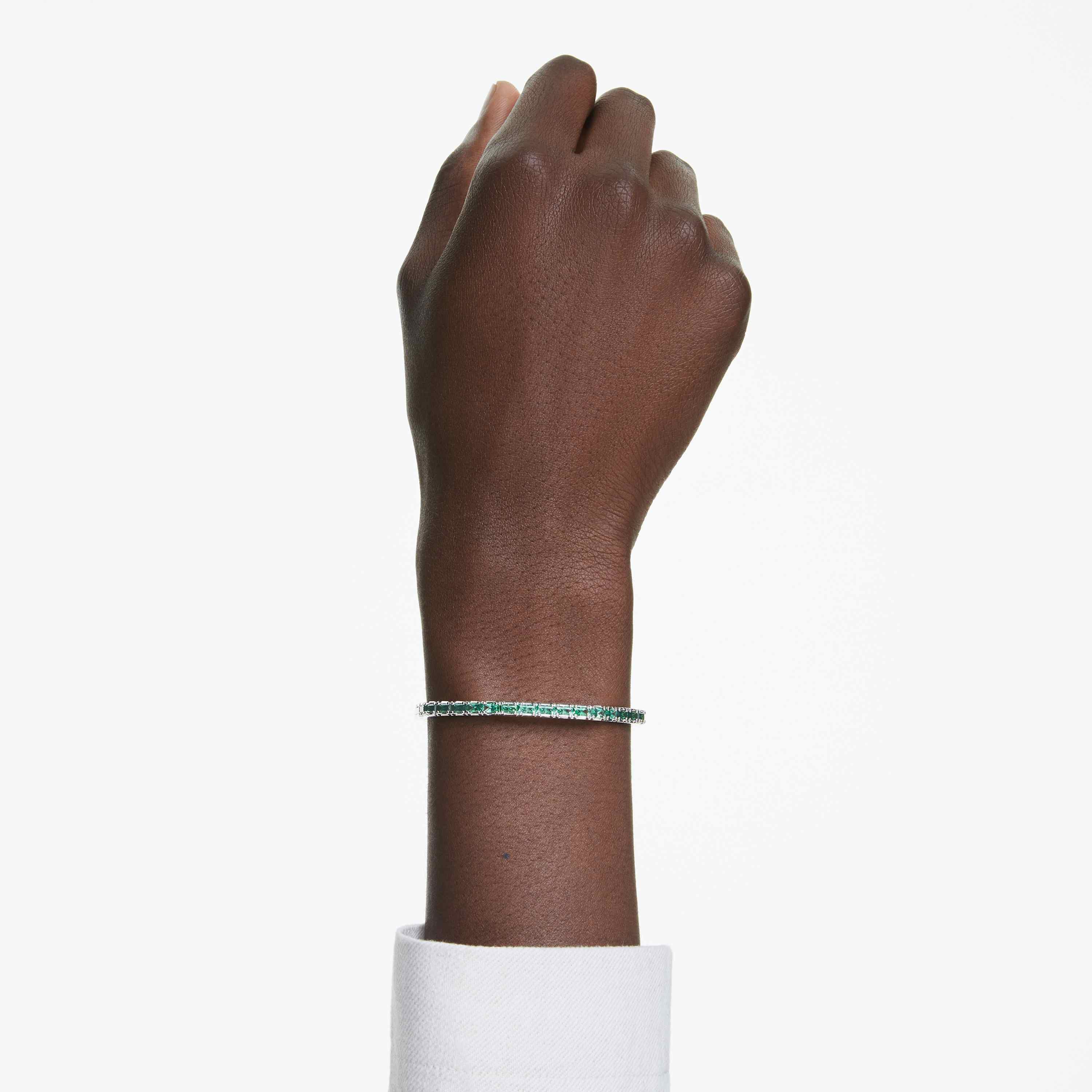 swarovski سوار matrix، قطع باغيت، لون أخضر، طلاء روديوم