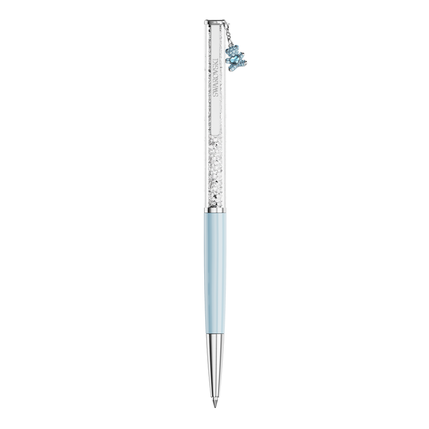 swarovski قلم حبر جاف crystalline، شكل دب، لون أزرق، طلاء أزرق لامع، طلاء كروم