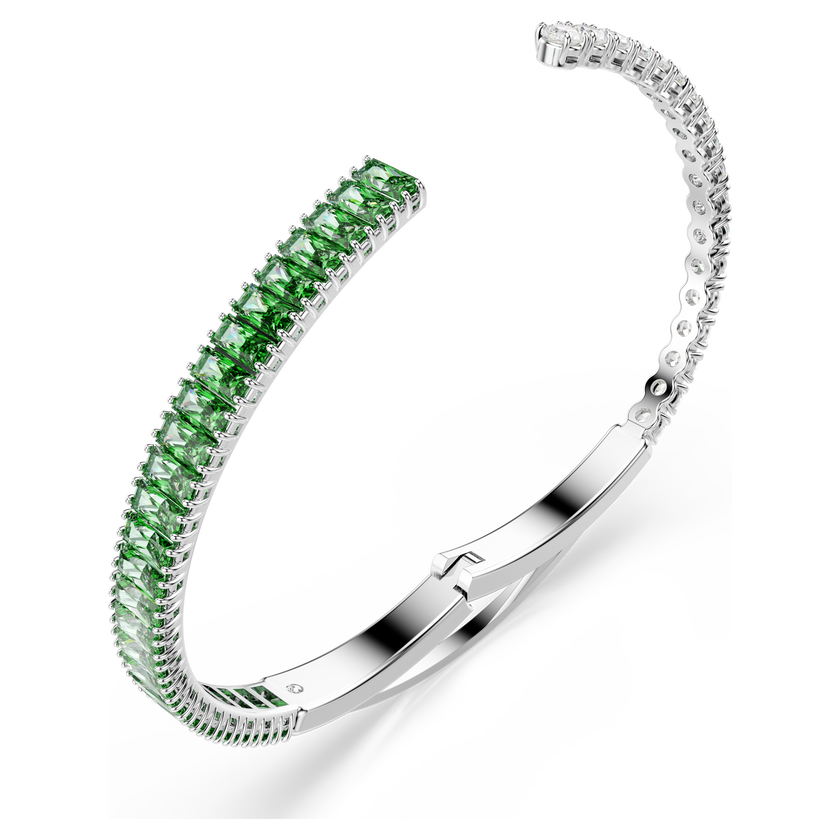 swarovski matrix bangle  mixed cuts  green  rhodium plated