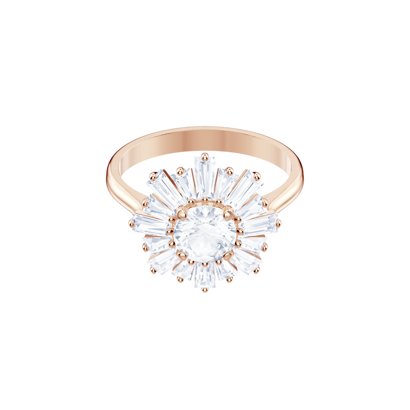 swarovski sunshine ring  white  rose gold plating