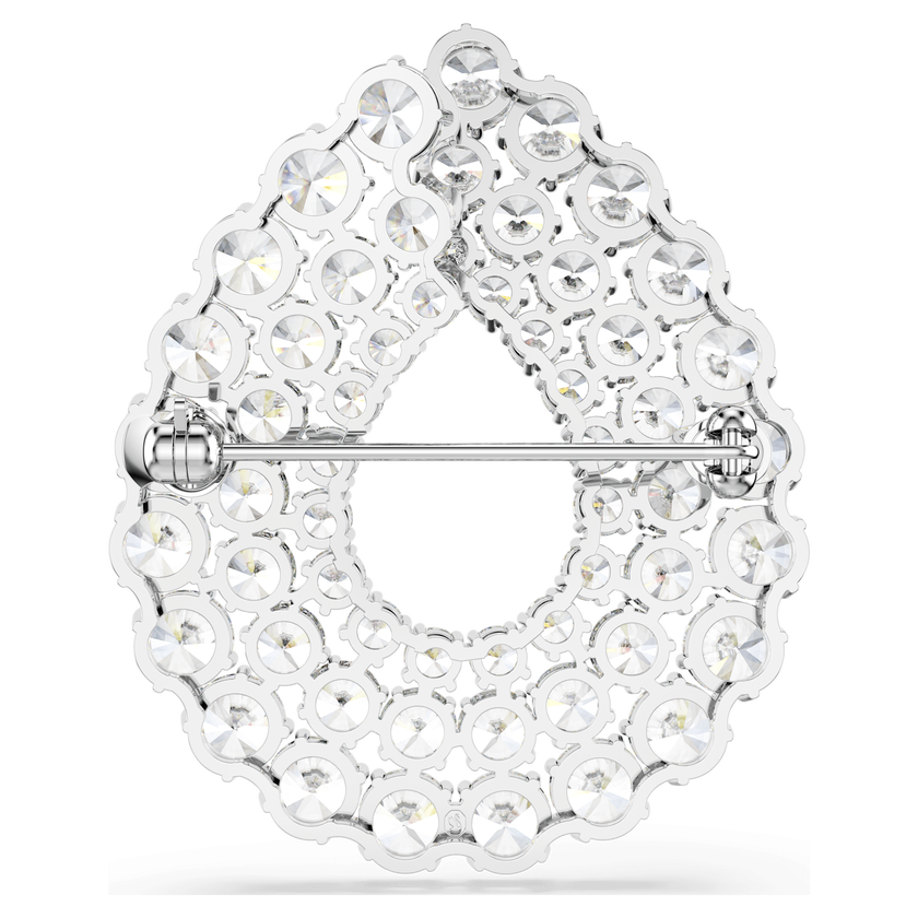 swarovski matrix brooch  round cut  white  rhodium plated