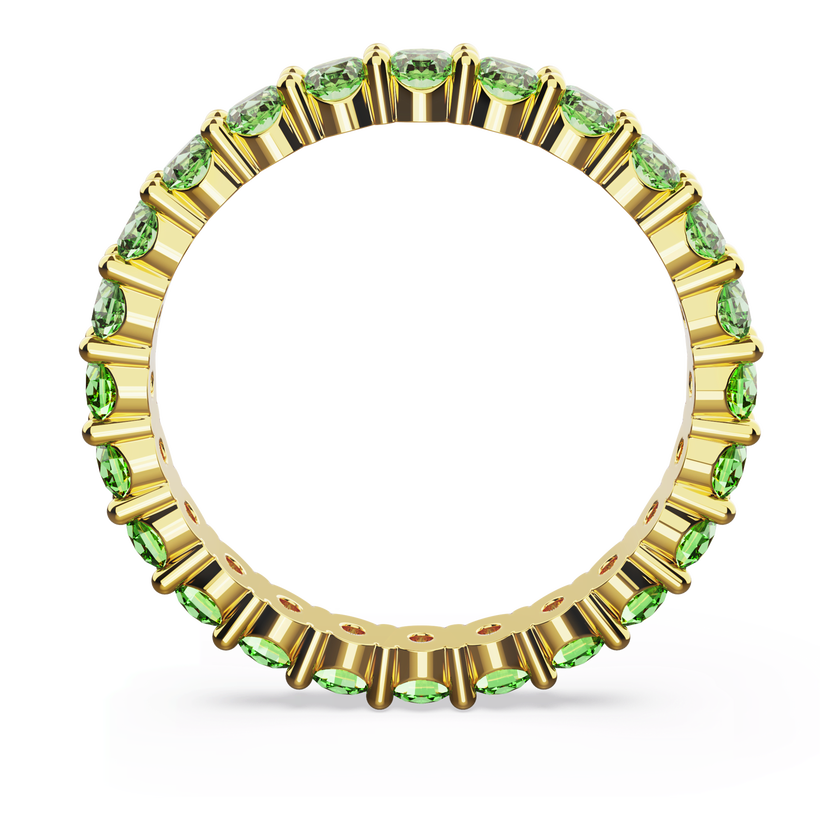 swarovski matrix ring  round cut  green  gold tone plated