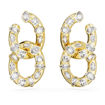 swarovski imber hoop earrings  mixed cuts  interlocking loop  white  gold tone plated