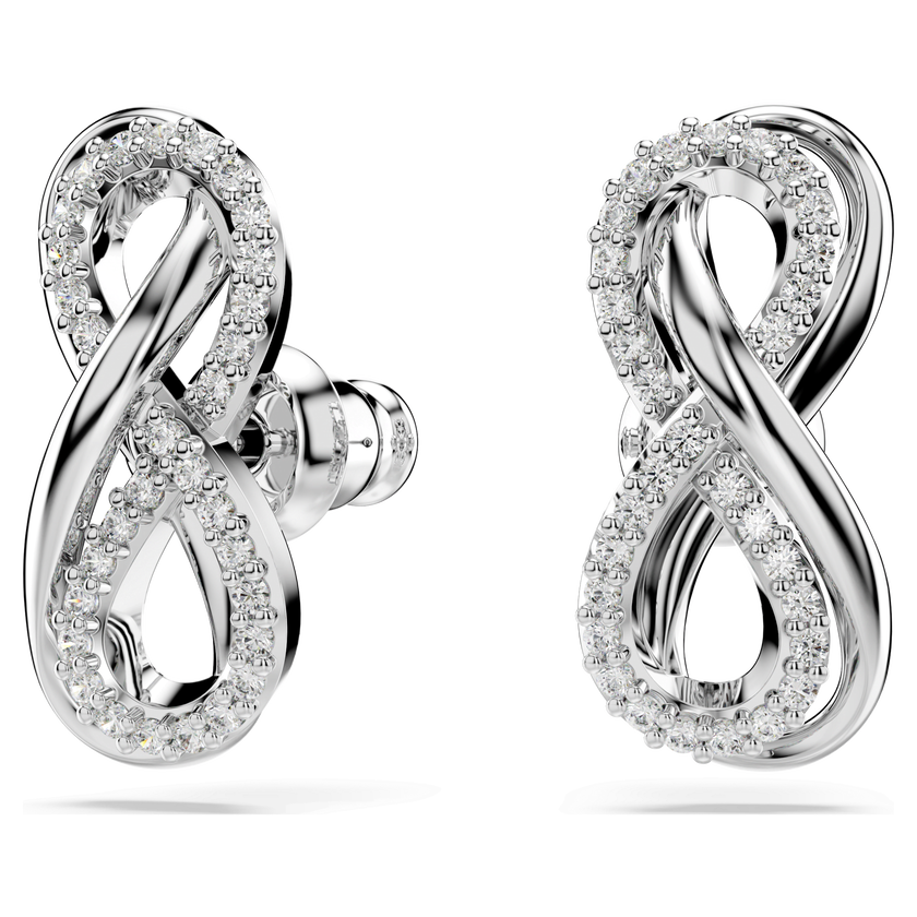 swarovski hyperbola stud earrings  infinity  white  rhodium plated