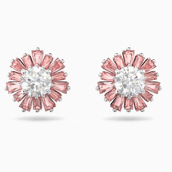Sunshine stud earrings, Pink, Rhodium plated