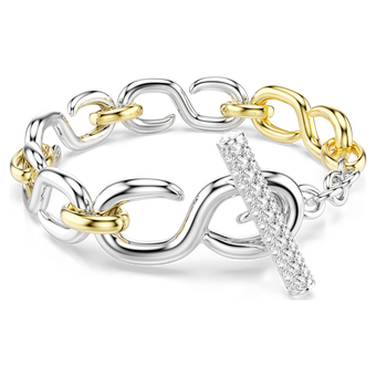 swarovski dextera bracelet  round cut  t bar  white  mixed metal finish