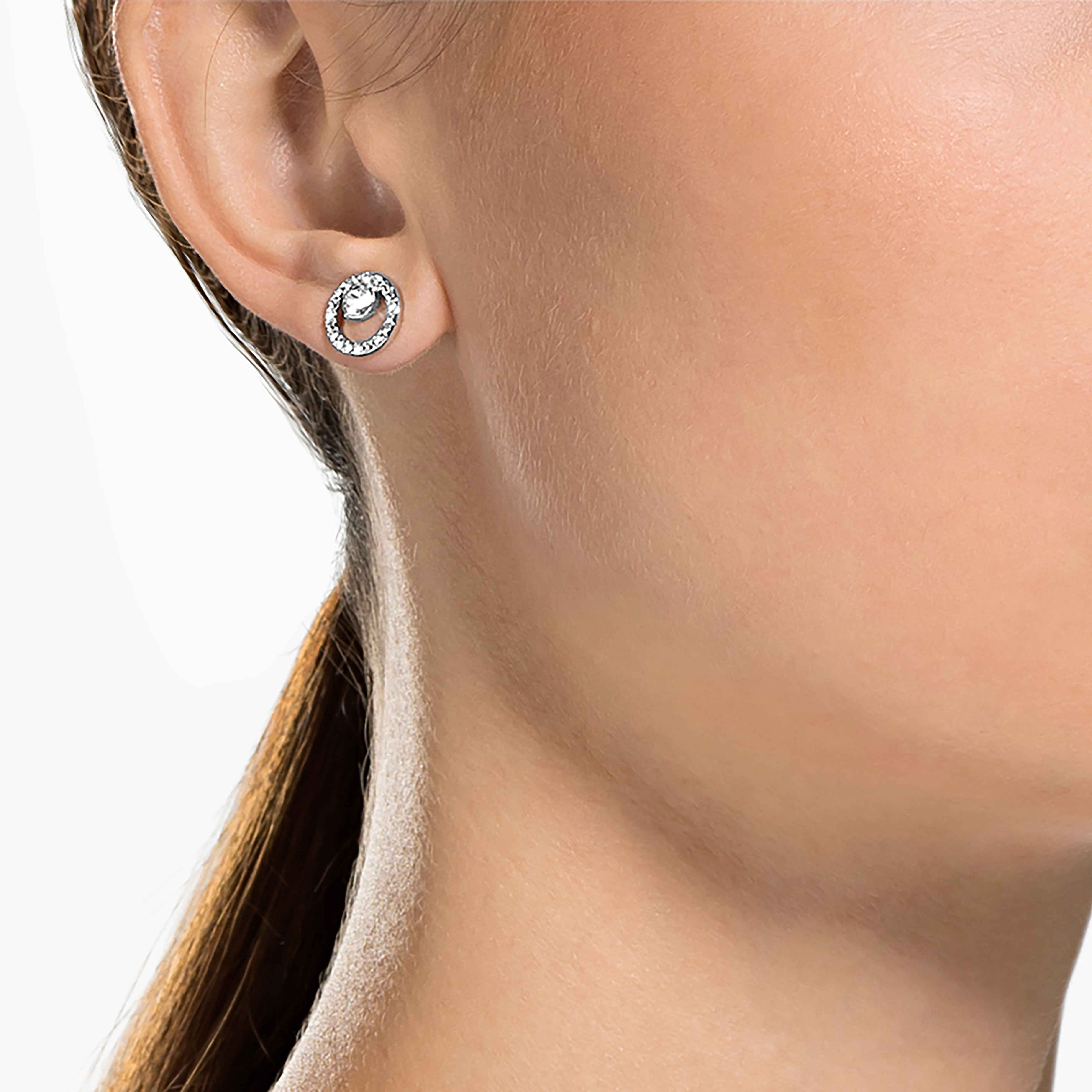 Buy Swarovski Creativity Circle Pierced Earrings Small White Rhodium Plated