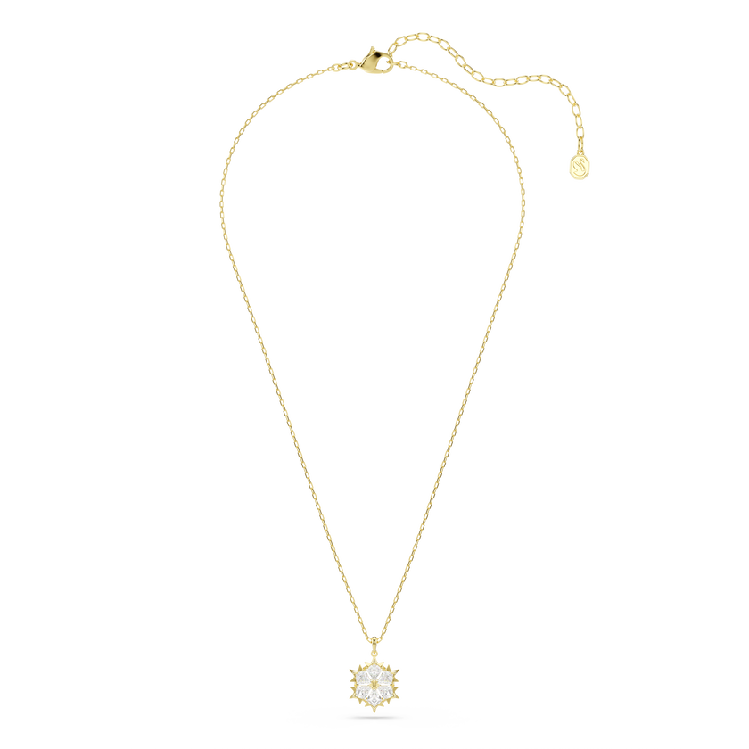 swarovski magic pendant  mixed cuts  snowflake  white  18k gold finish