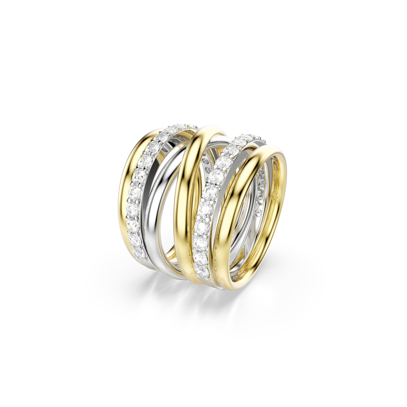 swarovski hyperbola cocktail ring  round cut  white  mixed metal finish