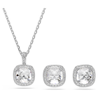 swarovski una angelic set  cushion cut  white  rhodium plated