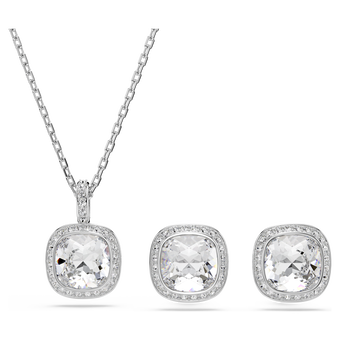 swarovski طقم una angelic، قطع الوسادة، لون أبيض، طلاء روديوم