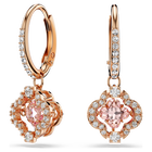 swarovski una drop earrings  clover  pink  rose gold tone plated