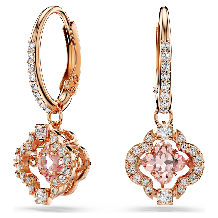 swarovski una drop earrings  clover  pink  rose gold tone plated