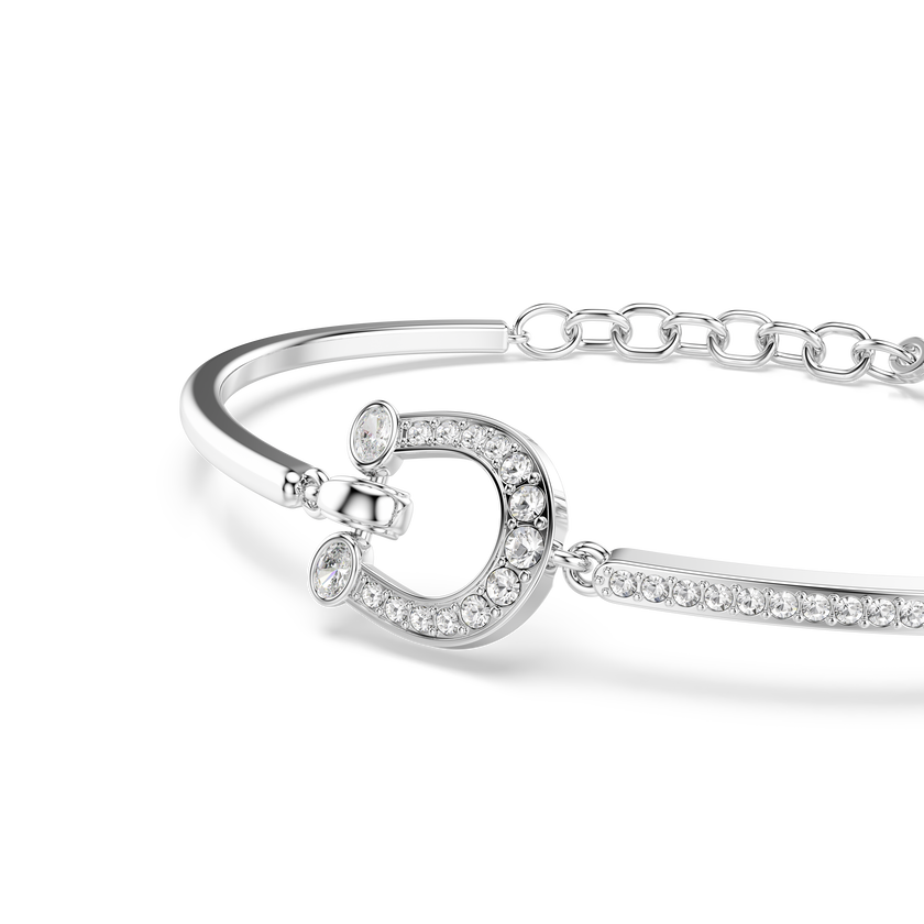 swarovski symbolica bracelet  pav   horse shoe  white  rhodium plated