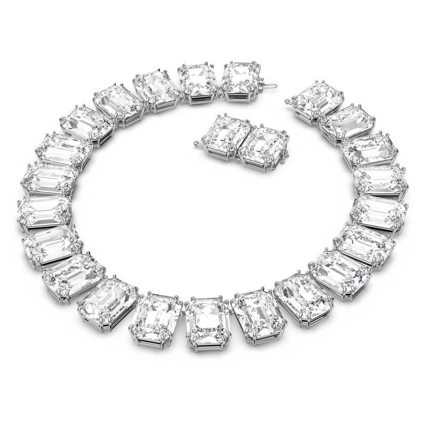 swarovski millenia necklace  octagon cut crystals  white  rhodium plated