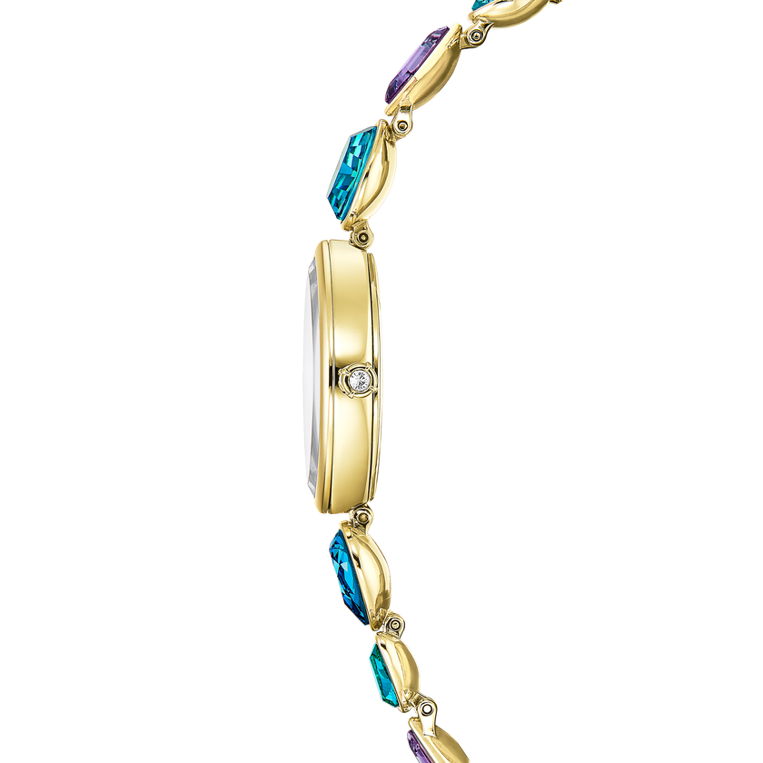swarovski ساعة gema، سوار كريستال، لون ذهبي، لمسة نهائية بلون ذهبي